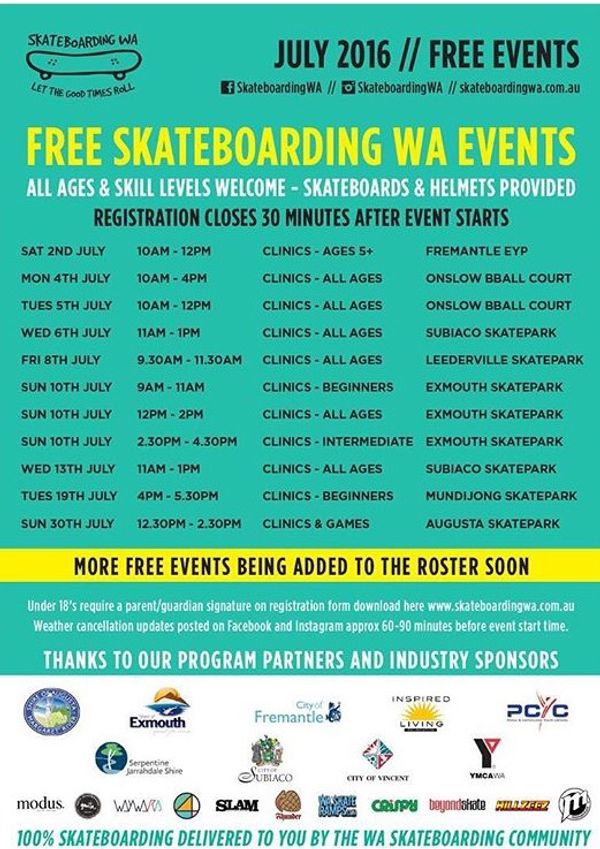 Free WA Skateboarding Events
