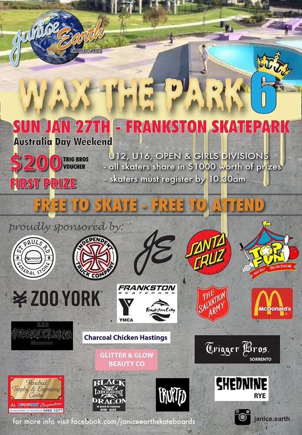 Wax the park frankston this Sunday