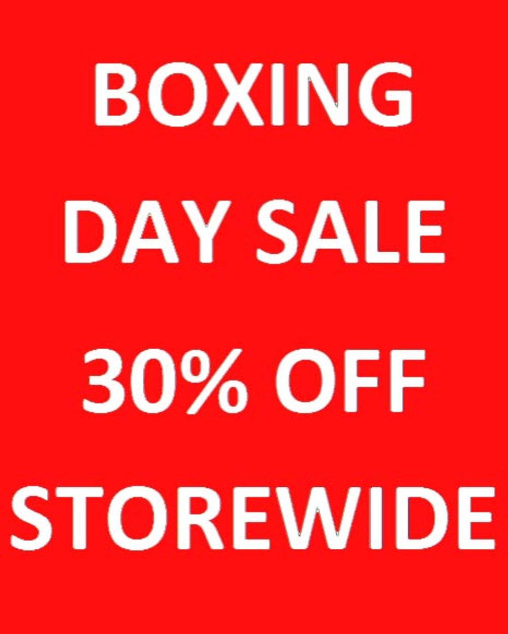 30% off Everything Boxing Day Sale