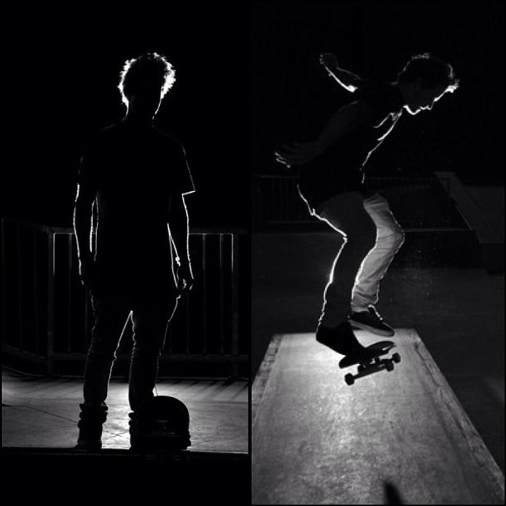 Skateboarding in the night