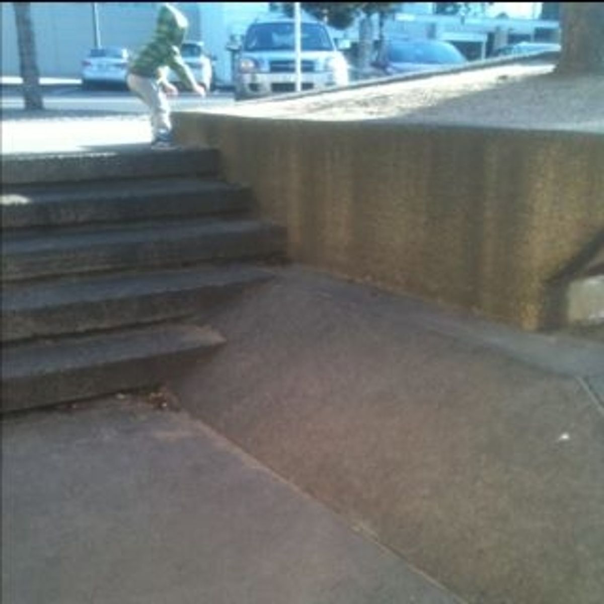 Waterfront stairs to bank skate spot
